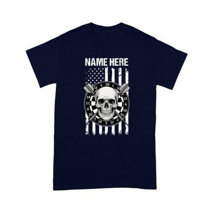 Grunge Darts American Flag Skull T-Shirts Custom Patriotic US Flag Dart Shirts, Darts Player Gifts TDM3908