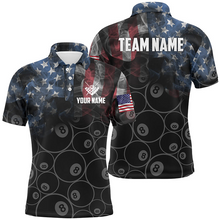 Load image into Gallery viewer, Personalized Vintage Smoke Texas/American Flag Billiard Polo Shirts For Men, 8 Ball Pool Team Jerseys VHM1202