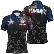 Load image into Gallery viewer, Personalized Vintage Smoke Texas/American Flag Billiard Polo Shirts For Men, 8 Ball Pool Team Jerseys VHM1202
