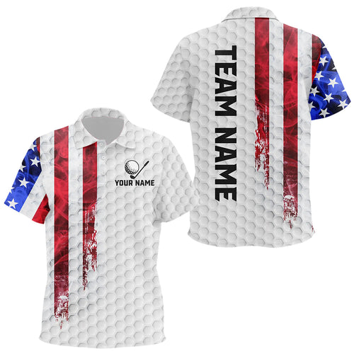 Red, White and Blue Smoke American Flag Kid golf polo shirts custom Patriotic Kid white golf polo NQS9380