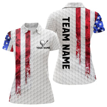Load image into Gallery viewer, Red, White and Blue Smoke American Flag Women golf polo shirts custom Patriotic Women white golf polo NQS9380