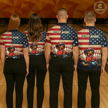 Load image into Gallery viewer, Custom American Flag Retro Dachshund Bowling Shirt Bowling Team Jersey for Men Polo &amp; Quarter-Zip QZT942