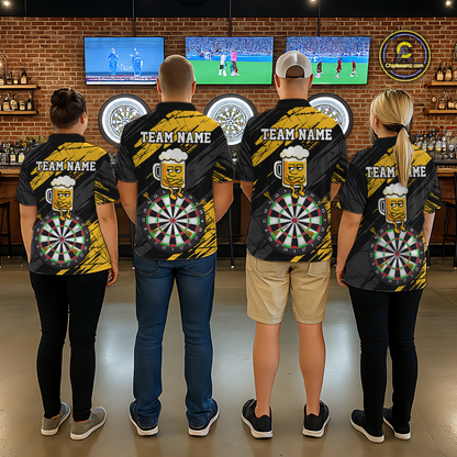 Custom Yellow Funny Beer Darts Board Dart Shirts For Women Darts Team Jerseys Dart Tournament NNT120