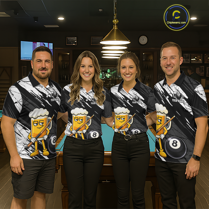 Custom Funny Black Beer 8 Ball Pool Women Billiard Polo & 1/4 Zip, Billiard Shirt, Billiard Team Jerseys NNT146