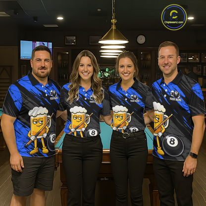 Custom Funny Blue Beer 8 Ball Pool Women Billiard Polo & 1/4 Zip, Billiard Shirt, Billiard Team Jerseys NNT146