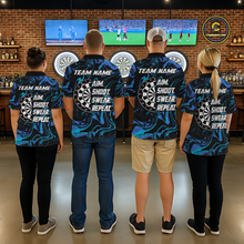 Load image into Gallery viewer, Turquoise-Blue Pattern Aim Shoot Swear Repeat Darts Team Jerseys Dart Shirts For Women NNT168