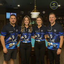 Load image into Gallery viewer, Custom Grim Reaper 8 Ball and 9 Ball Billiard Shirts for Men Billiard League Billiard Team Shirts NNT105