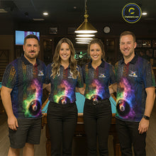 Load image into Gallery viewer, Tribal Colorful Smoke 8 Ball Pool Team Shirt Custom Men Billiards Balls Polo &amp; 1/4-Zip Attire NYN2398