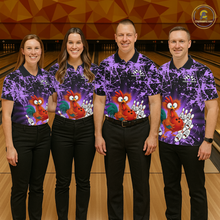 Load image into Gallery viewer, Purple Funny Chicken Bowling Jersey for Men Bowling League Bowling Team Shirts Polo &amp; 1/4 Zip HN232
