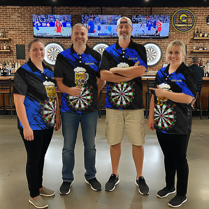 Custom Blue Funny Beer Darts Board Dart Shirts For Women Darts Team Jerseys Dart Tournament NNT120