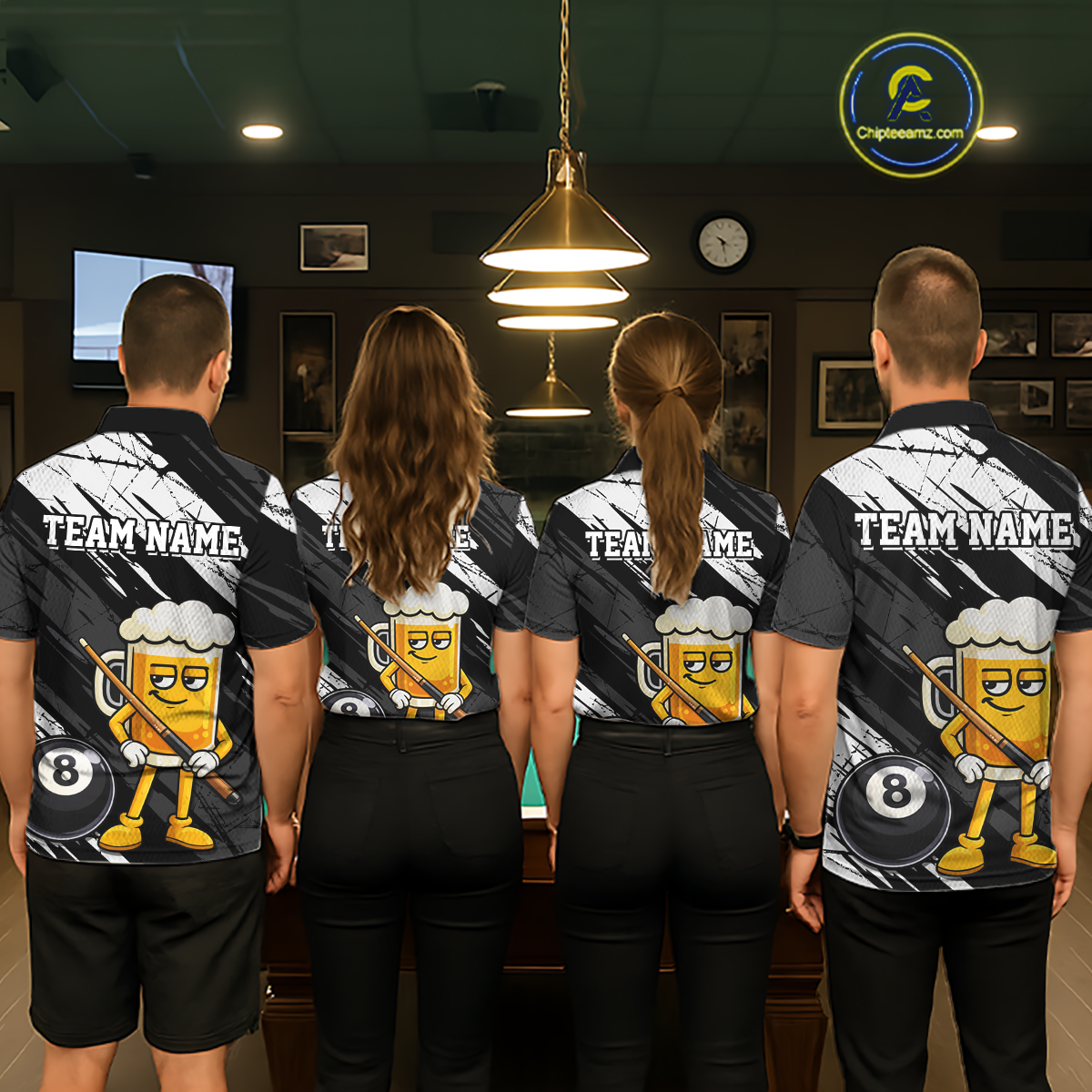 Custom Funny Black Beer 8 Ball Pool Women Billiard Polo & 1/4 Zip, Billiard Shirt, Billiard Team Jerseys NNT146
