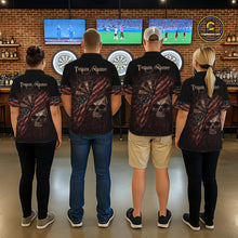 Load image into Gallery viewer, Red Grunge Retro Amercian Flag Dartboard Men Dart Polo Shirt Custom Skull Dart Team Jerseys NYN2542