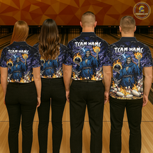 Load image into Gallery viewer, Custom Flame Grim Reaper Bowling Jersey for Women Polo &amp; 1/4 Zip Bowling Team Shirts HNT222