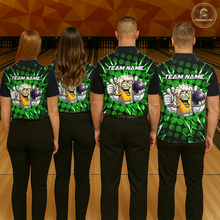 Load image into Gallery viewer, Custom Green Funny Beer Bowling Jersey for Men Bowling Team Shirts Polo &amp; 1/4 Zip HNT187