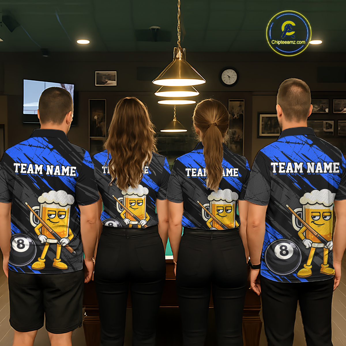 Custom Funny Blue Beer 8 Ball Pool Women Billiard Polo & 1/4 Zip, Billiard Shirt, Billiard Team Jerseys NNT146