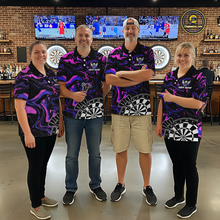 Load image into Gallery viewer, Pink-Purple Pattern Aim Shoot Swear Repeat Darts Team Jerseys Dart Shirts For Men NNT168