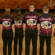 Load image into Gallery viewer, Custom Red Funny Beer Bowling Jersey for Women Bowling Team Shirts Polo &amp; 1/4 Zip HNT187