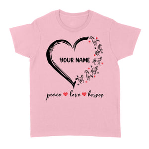 Peace love horses tattoo customized name horse shirt for girl, horse shirts D06 NQS2908 - Standard Women's T-shirt