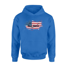 Load image into Gallery viewer, Custom name American Flag Fish Hook fishing Hoodie, personalized fishing apparel gift for Fishing lovers- NQS1198