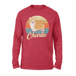 Custom name awesome Corgi 1970s vintage retro personalized gift - Standard Long Sleeve