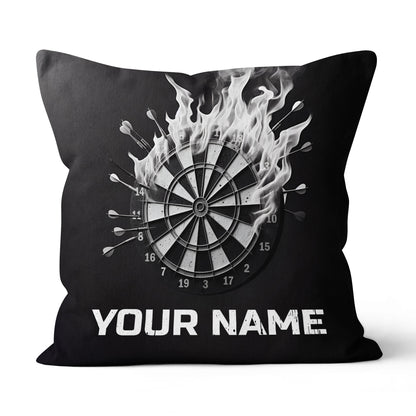 Black White Darts Flame Custom Throw Pillow Personalized Darts Gifts LDT1159