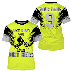 Just A Boy Who Loves Dirt Bikes custom jersey green UPF30+ men boys motocross racewear off-road NMS969