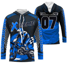 Load image into Gallery viewer, Personalized blue UPF30+ Motocross riding jersey extreme MX racing dirt bike off-road motorcycle  PDT39