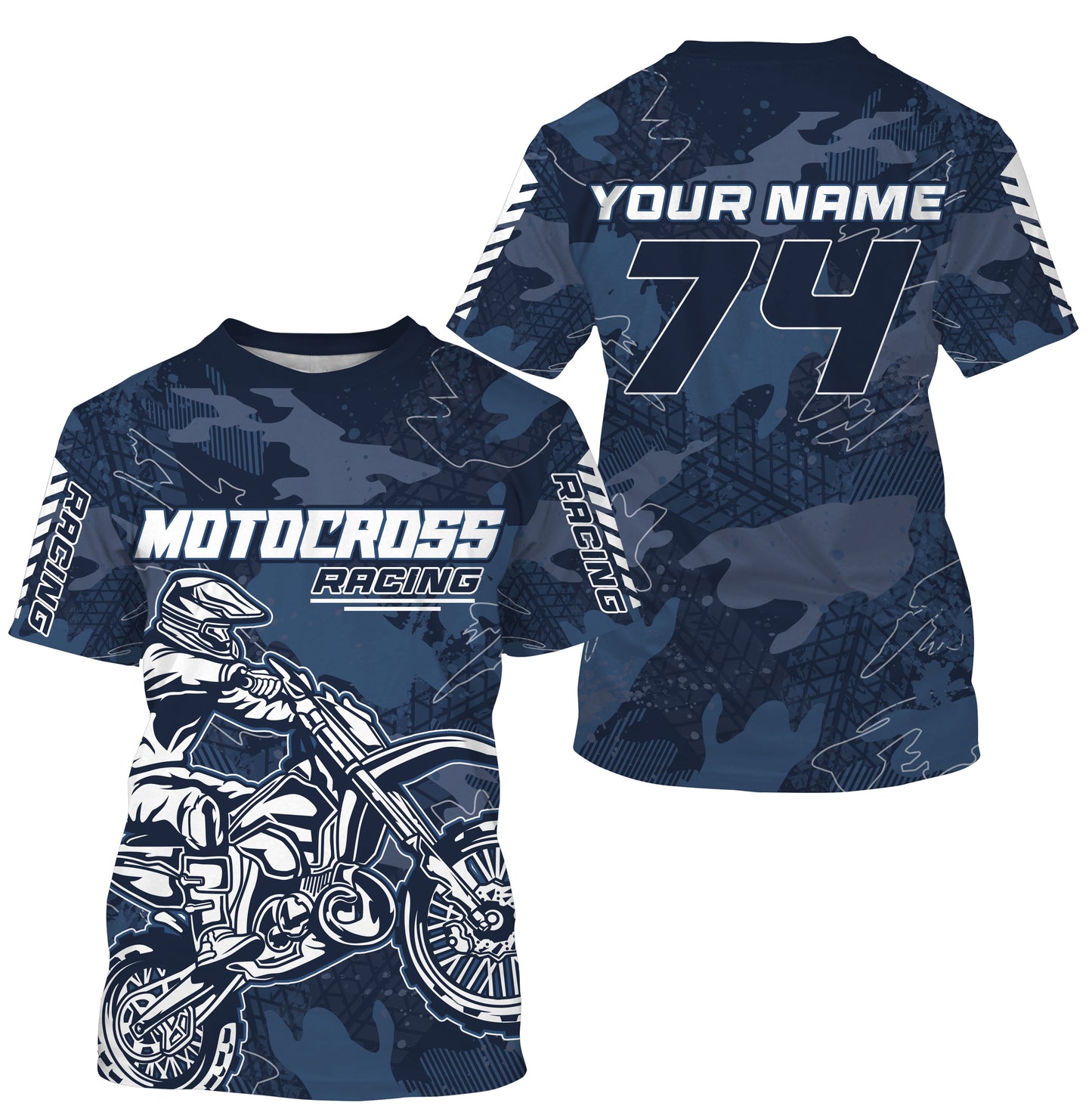 Men women kids jersey for dirt bike custom UPF30+ blue motocross racing xtreme off-road motorcycle PDT102