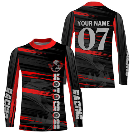 Personalized kids men women red MX jersey UPF30+ Motocross for life racing biker off-road shirt PDT64