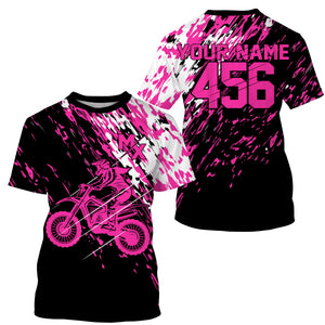 Personalized dirt bike jersey adult&kid UPF30+ Motocross biker girl MX racing off-roading - Pink| NMS910