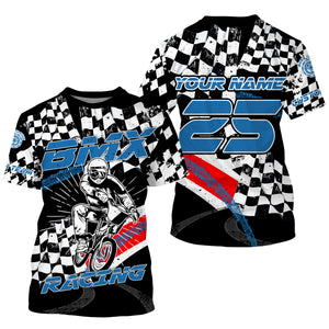 Kid BMX jersey UPF30+ checkered flag BMX shirt mens boys bicycle motocross gear cycling clothes| SLC103