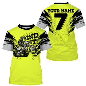 Custom dirt bike jersey Send It green UPF30+ men women kid motocross racewear off-road motorcycle NMS971