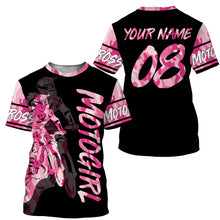 Load image into Gallery viewer, MotoGirl personalized jersey UPF30+ motocross girl pink camo dirt bike riding shirt women bikers NMS1022