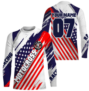 Patriotic Motocross jersey UPF30+ custom dirt bike racing shirt American flag offroad motorcycle NMS944
