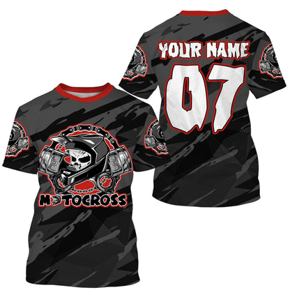 Motocross jersey black custom UPF30+ xtreme skull MX racing biker shirt motorcycle shirt PDT18