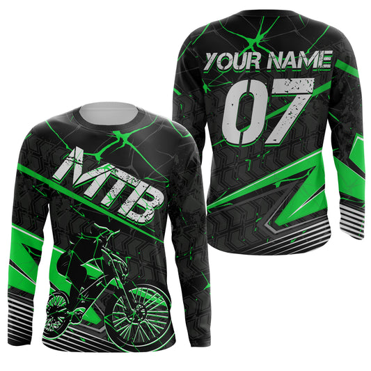 Personalized green MTB jersey UPF30+ adult kid mountain biking shirts Enduro cycling racewear| SLC49