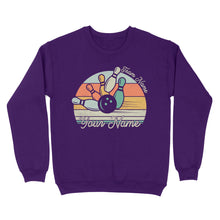 Load image into Gallery viewer, Custom Bowling Retro Shirt, Personalized Bowling Name Crew Neck Sweatshirt