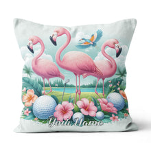 Load image into Gallery viewer, Pink Flamingo Tropical Custom Pillow Personalized Golf Gifts For Golfer LDT1170