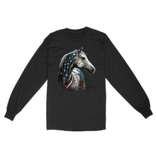 Load image into Gallery viewer, Appaloosa Horse American Flag Long sleeve, Patriotic Horse Lovers Outfit IPHW3872