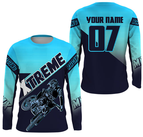 Xtreme MX Racing Jersey Custom Motocross UPF30+ Adult&Kid Blue Dirt Bike Off-road Motorcycle NMS1257