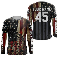 Load image into Gallery viewer, Patriotic Motocross jersey custom name number UPF30+ American flag adult&amp;kid MX racing motorcycle NMS958