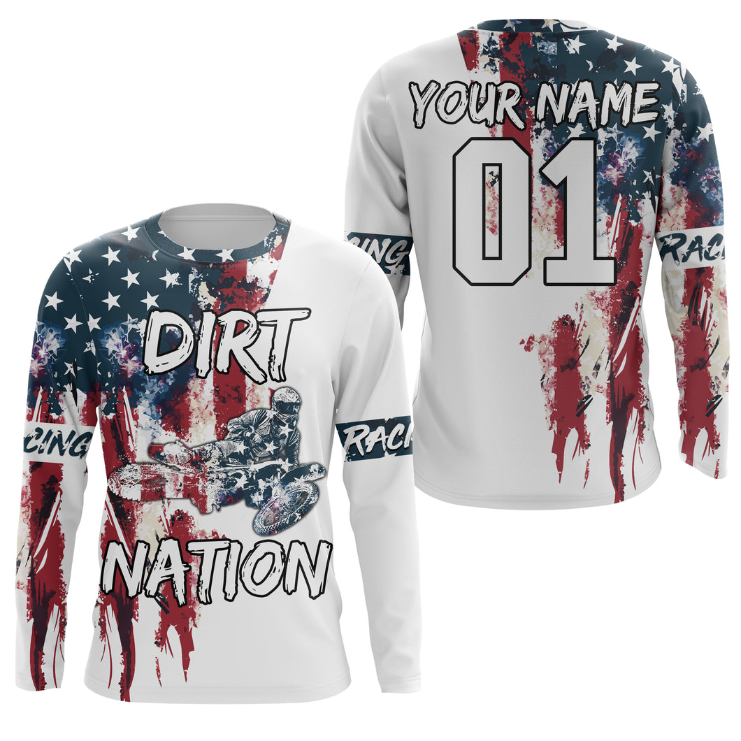 Patriotic motocross jersey Dirt Nation UPF30+ custom American flag adult&kid MX racing motorcycle NMS960