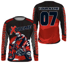 Load image into Gallery viewer, Personalized red UPF30+ Motocross riding jersey extreme MX racing dirt bike off-road motorcycle  PDT40