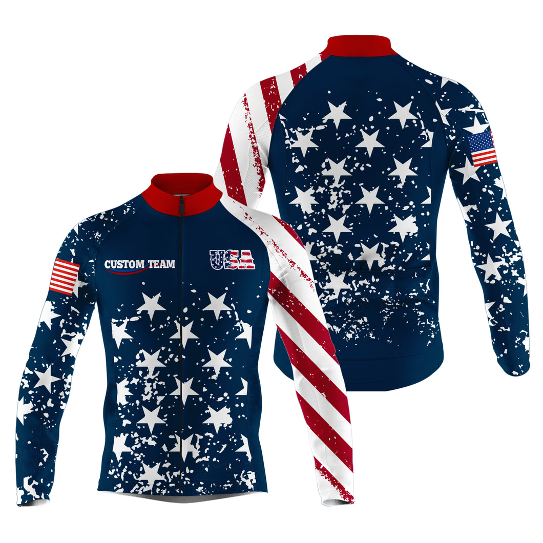 Mens American cycling jersey UPF50+ USA bike shirt Biking tops with pockets Custom BMX MTB jersey| SLC66
