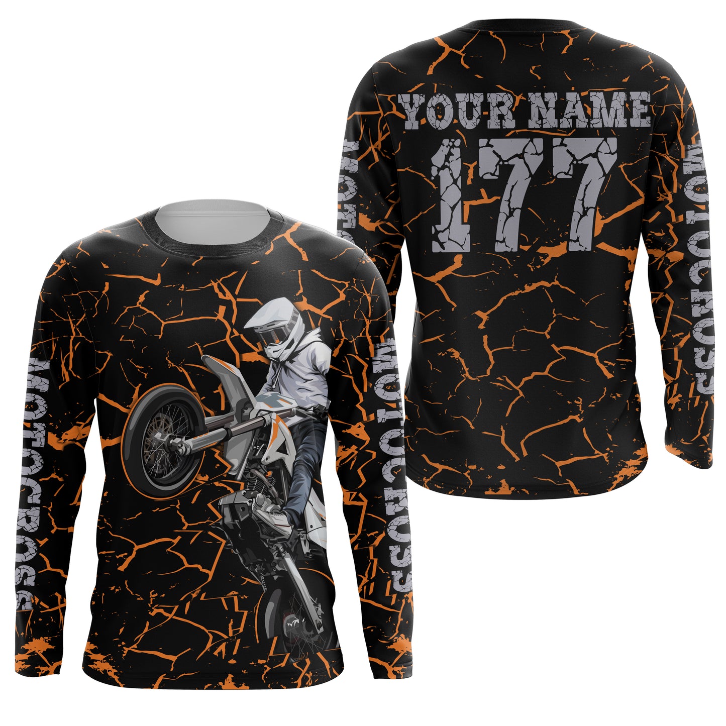 Youth kid adult Motocross racing jersey orange shirt custom UV protective off-road MX extreme biker PDT34