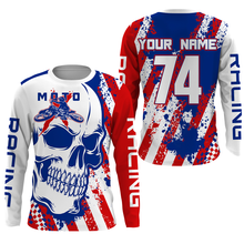Load image into Gallery viewer, Skull MotoX jersey custom motocross UV American flag Patriotic dirt bike racing motorcycle racewear NMS947