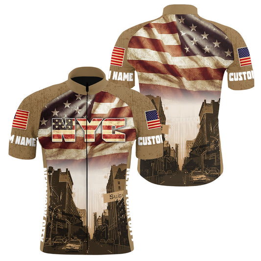New York Short sleeve cycling jersey UPF50+ NYC biking tops men women Breathable gear with pockets| SLC131