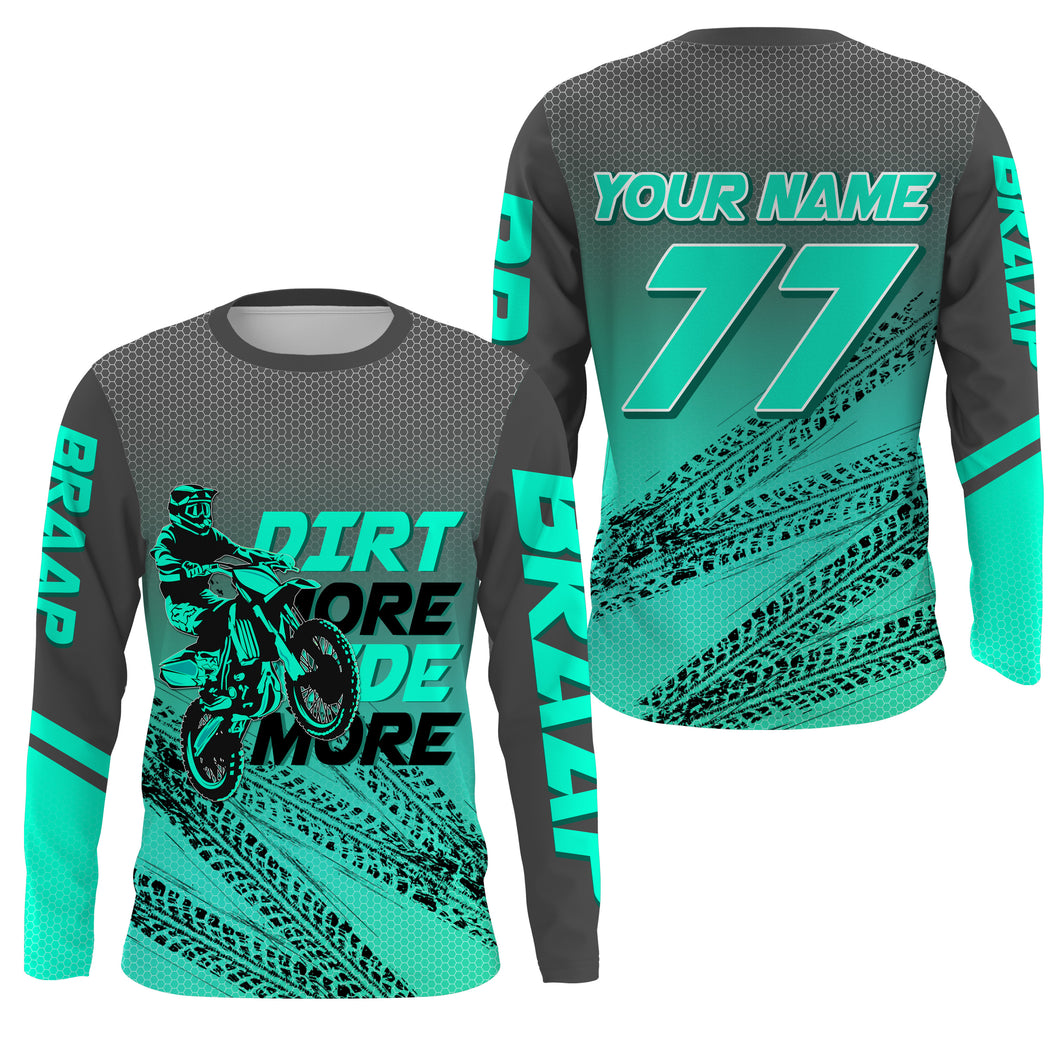 Kid adult custom motocross jersey turquoise blue UPF30+ dirt bike MX racing Dirt More Ride More NMS977