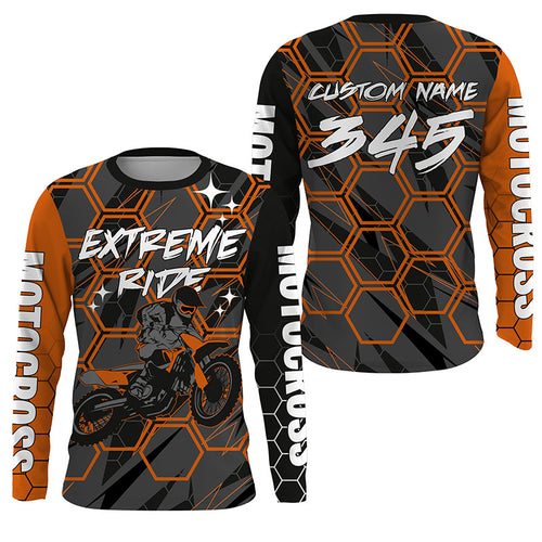 Orange Motocross kid&adult jersey UPF30+ extreme ride custom dirt bike shirt off-road PDT361