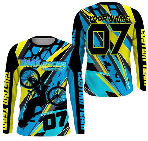 Blue BMX race gear Lightweight UPF30+ sun shirts Custom Kid Youth Adult Cycling BMX racewear| SLC110